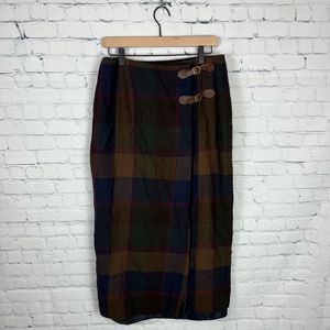 Vintage Ralph Lauren Wool Plaid Wrap Skirt